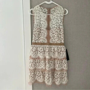 BCBGMaxazria Sophea Dress in Off White- Size 6; Brand New with Tags
